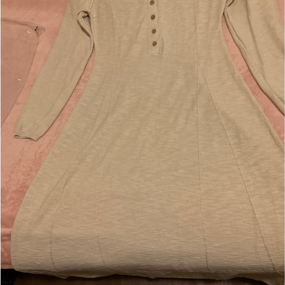 🆕FREE PEOPLE BEACH XS CREAM MILES OF HENLEY MAXI DRESS NATURAL EL TOPO SWEATER - Picture 11 of 15